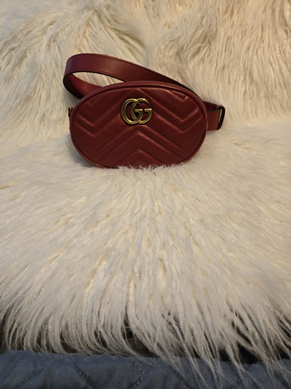 Gucci Red GG Marmont Mini Belt Bag